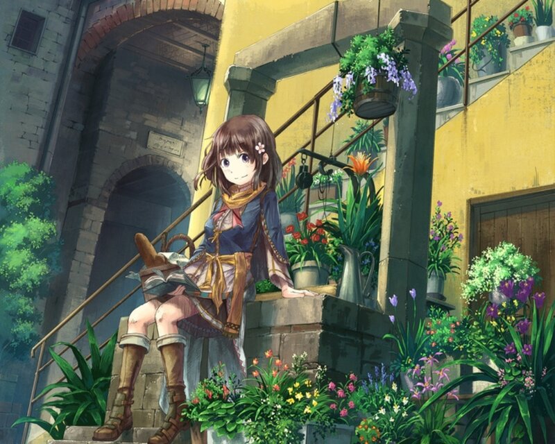 Girl Sitting on Stairs — Yellow