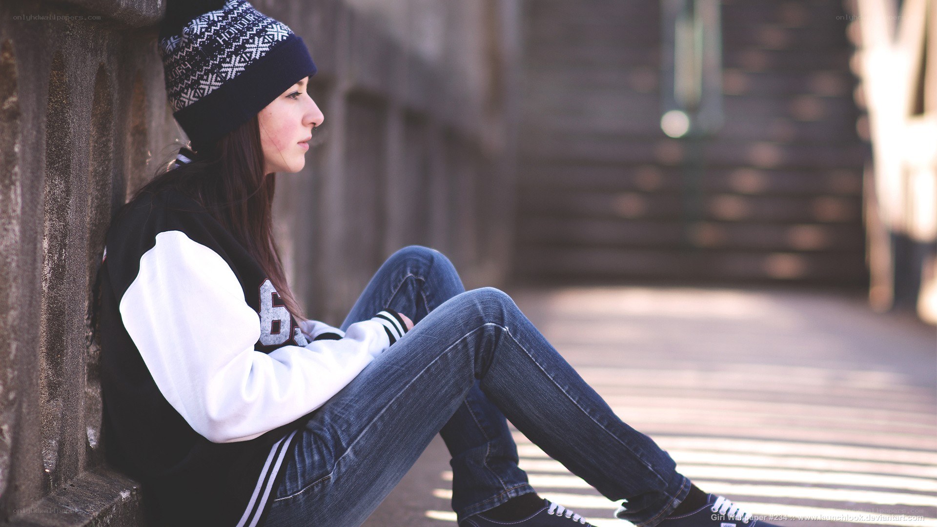 girl sitting on steps