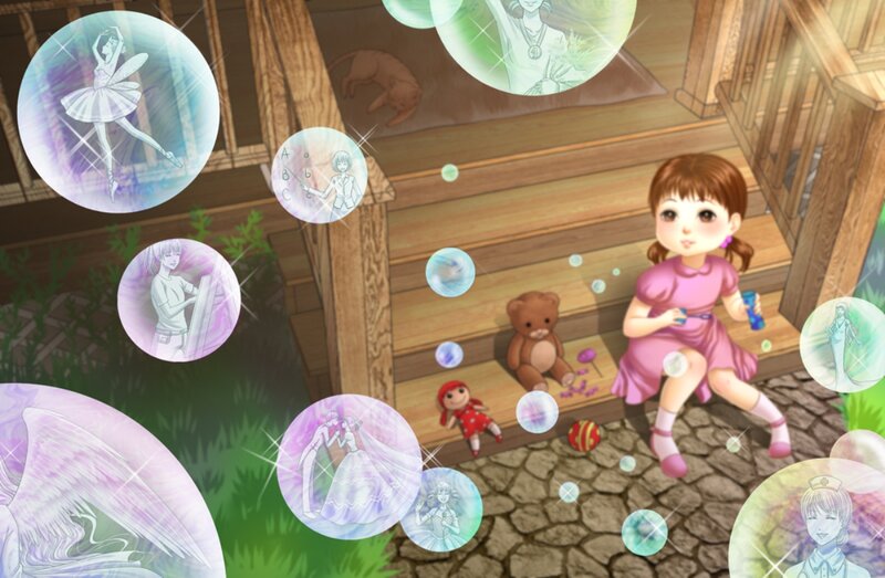 Girl Sitting on Steps — Pink