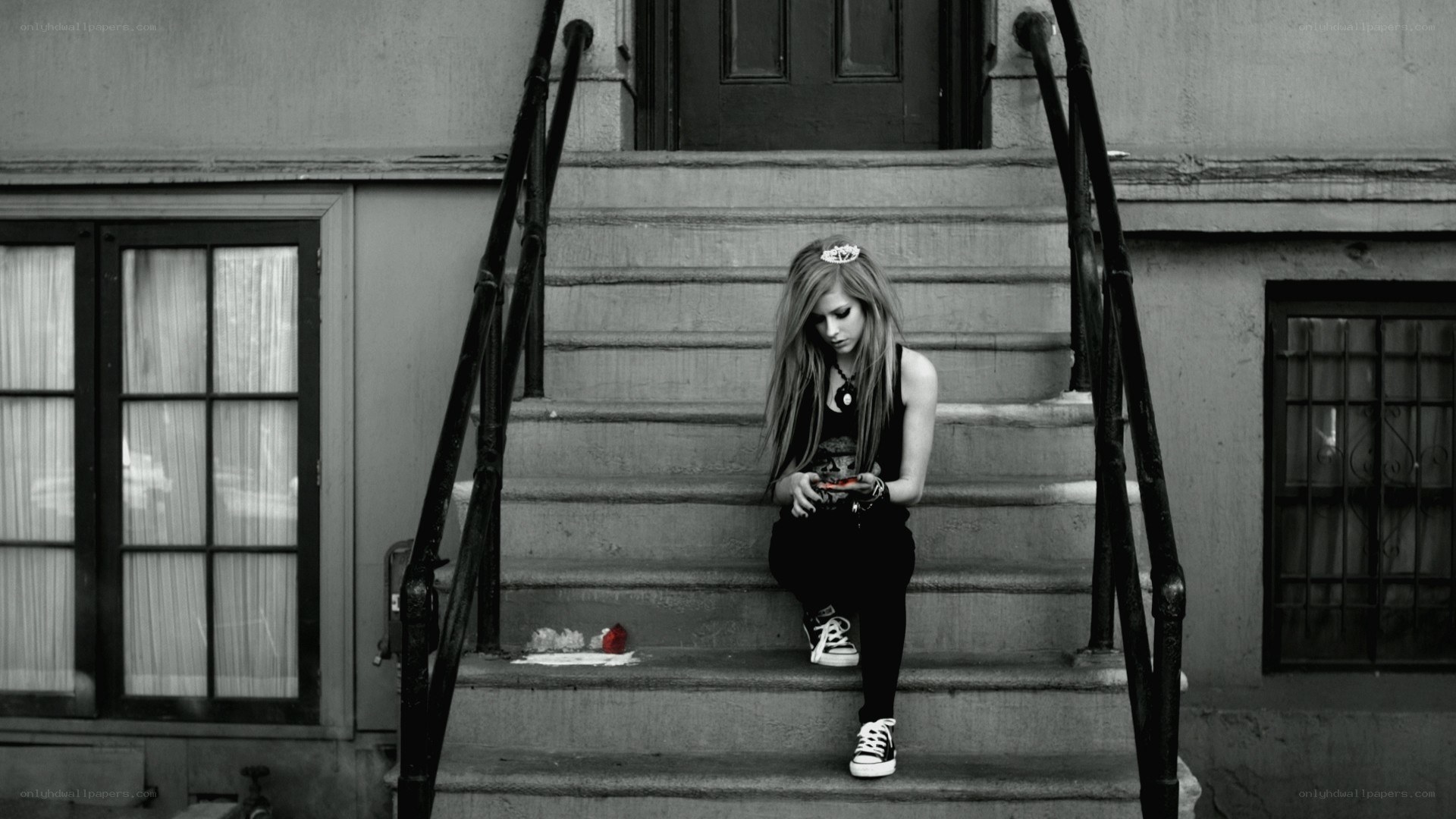 girl sitting on steps