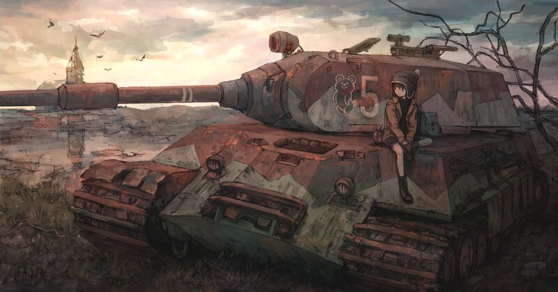 Girl Sitting on Tank — Brown