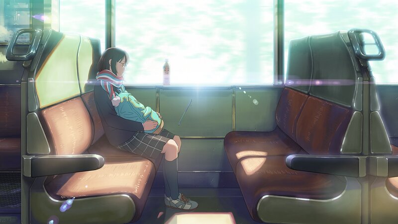 Girl Sitting on Train — Green