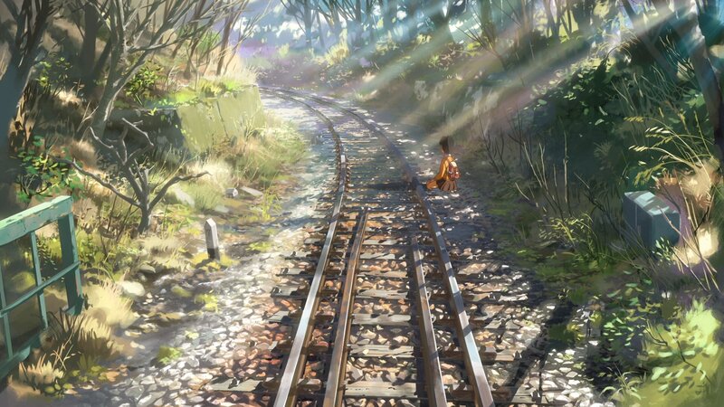 Girl Sitting on Train Tracks — Green, Serene