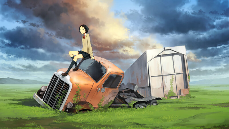 Girl Sitting on Truck