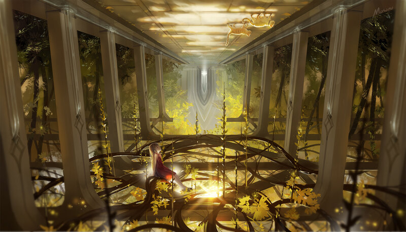 Girl Sitting on Vines — Yellow