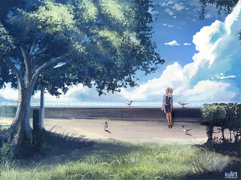Girl Sitting on Wall