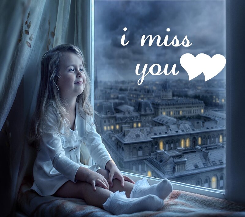 Girl Sitting on Windowsill — Blue, Melancholic