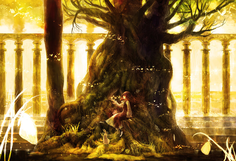 Girl Sitting under Tree