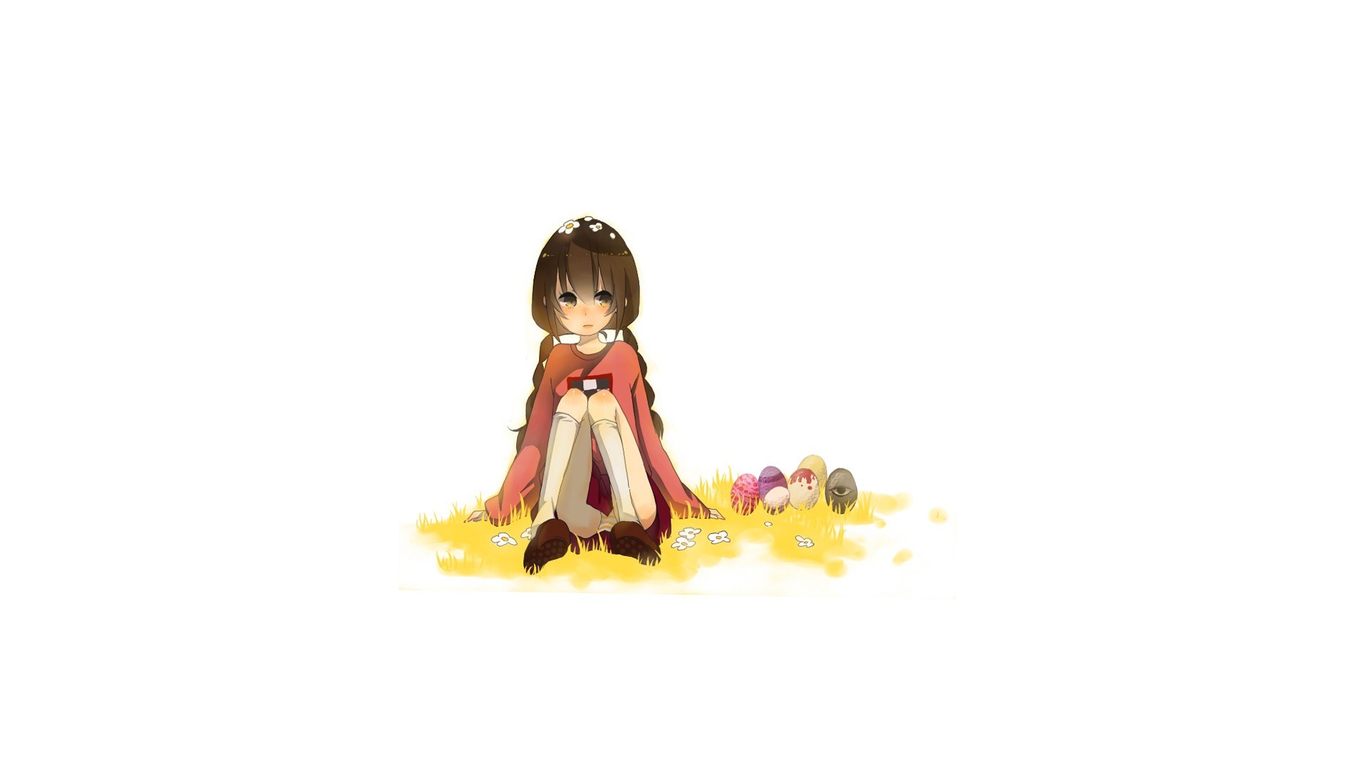 girl sitting with eggs