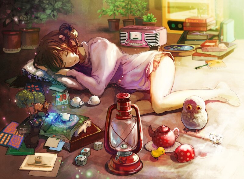 Girl sleeping in a cozy room