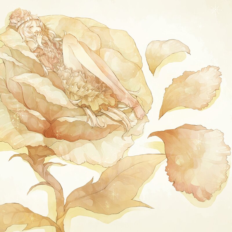 girl sleeping in a flower