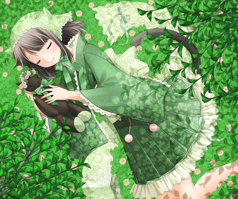 Girl sleeping in a garden
