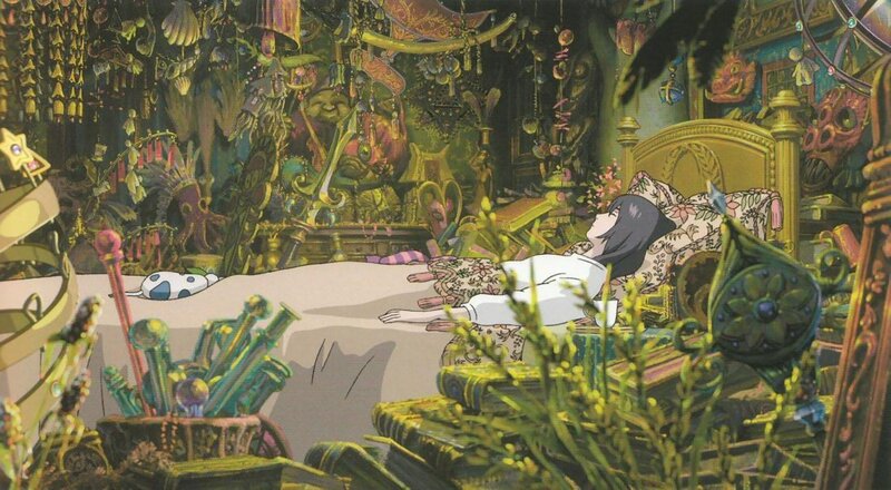 girl sleeping in a treasure room