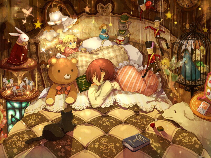 Girl Sleeping in Bed — Brown, Dreamy
