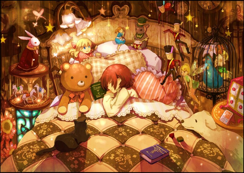 Girl Sleeping in Bed — Brown