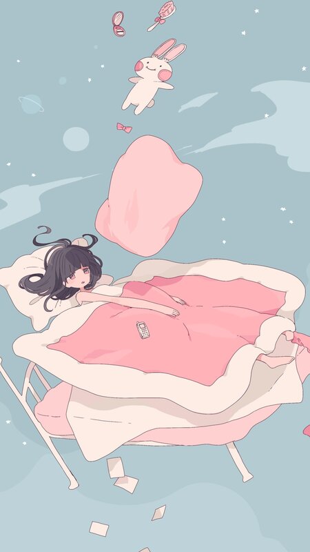 Girl Sleeping in Bed — Pink, Dreamy