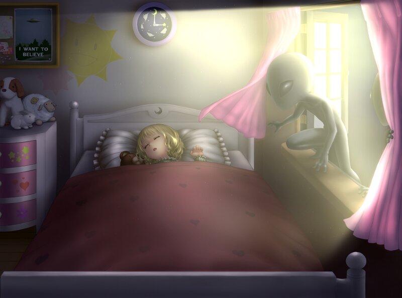 Girl Sleeping in Bed — Pink, Serene