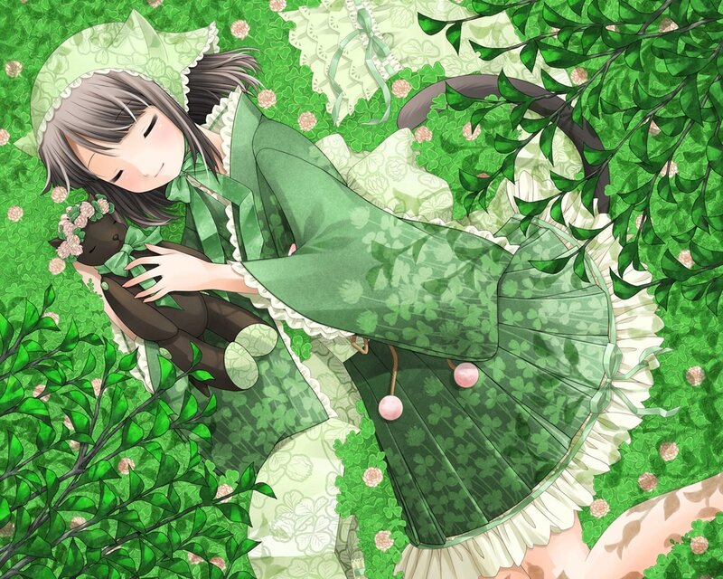girl sleeping in garden