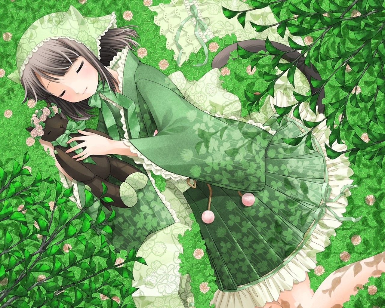 girl sleeping in garden
