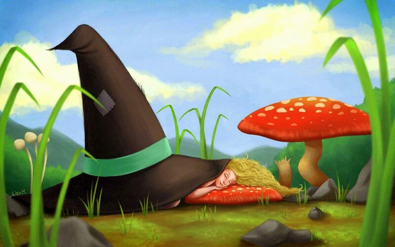 Girl Sleeping in Mushroom