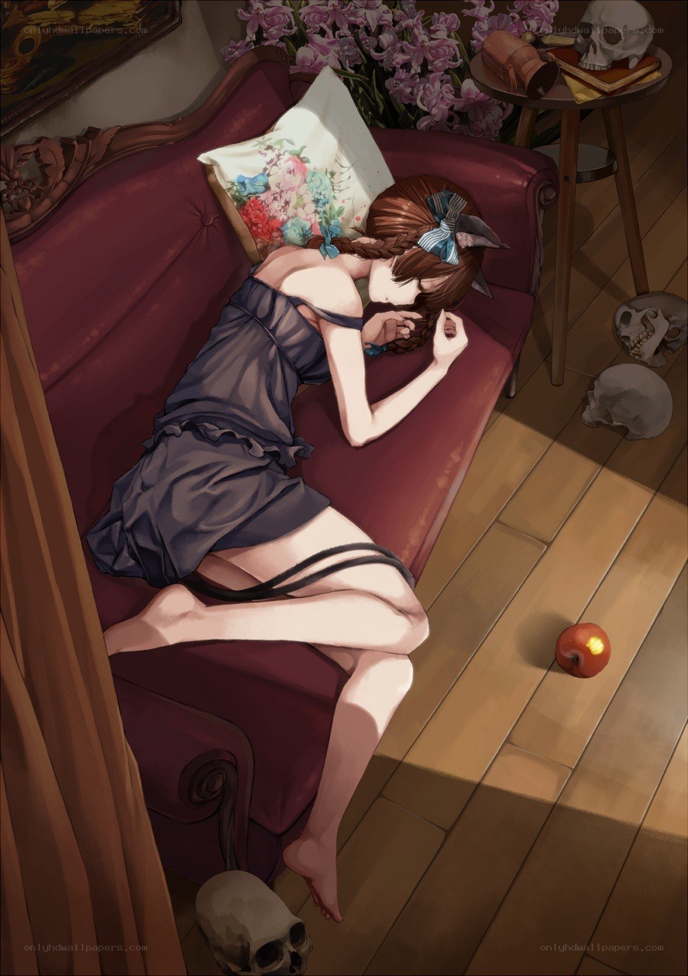 Girl sleeping on a couch