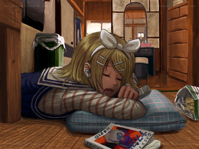 girl sleeping on floor