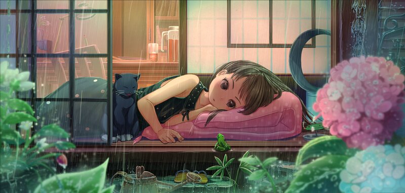 Girl Sleeping on Windowsill
