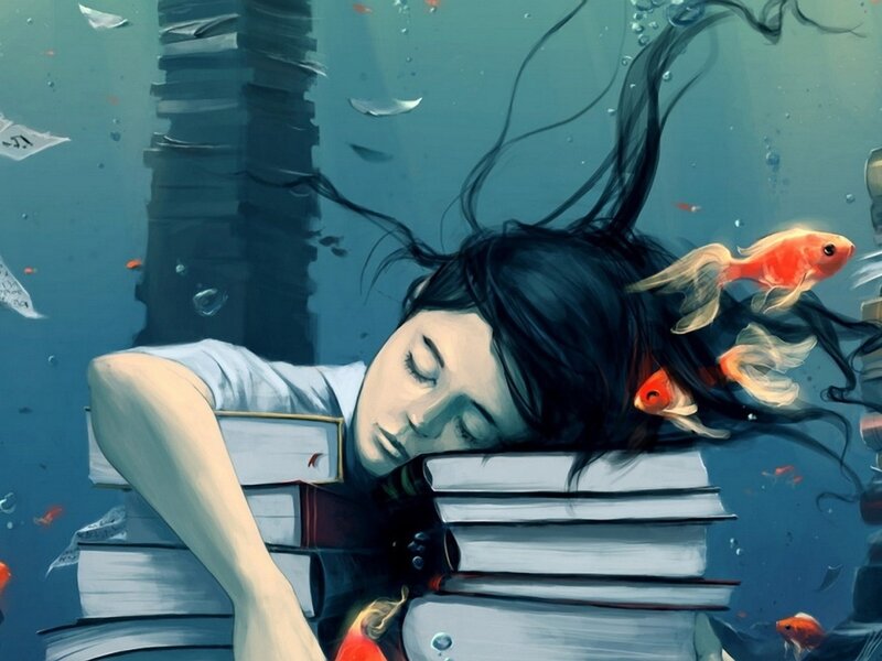 Girl Sleeping Underwater — Blue