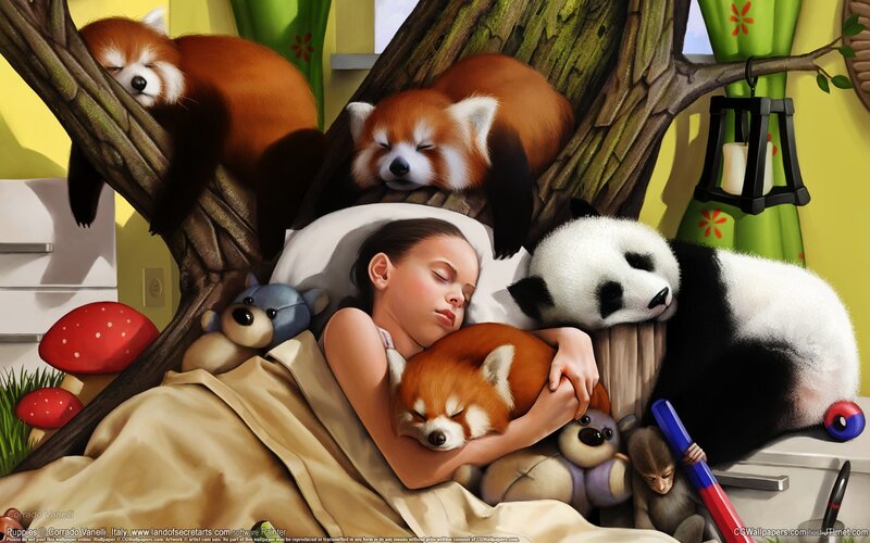 Girl Sleeping with Animals