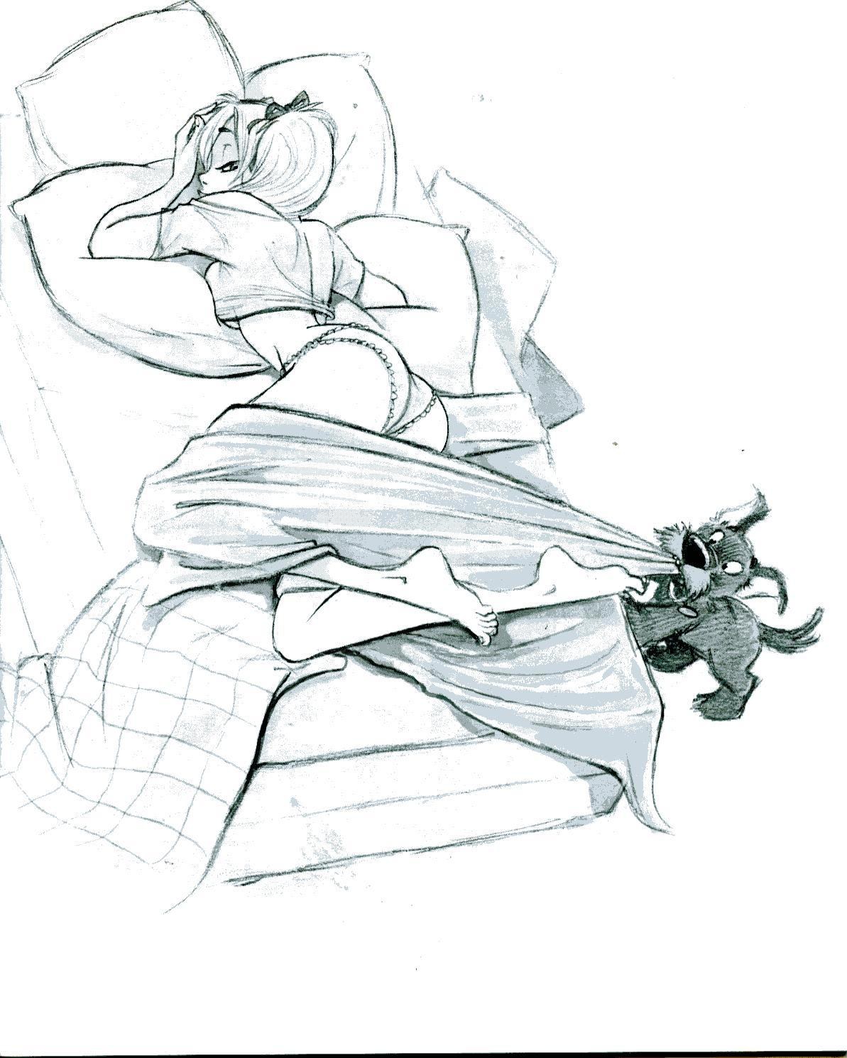 Girl sleeping with dog