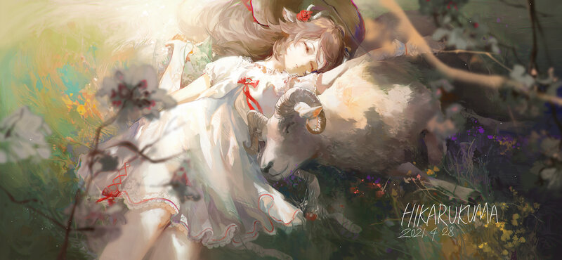Girl Sleeping with Goat
