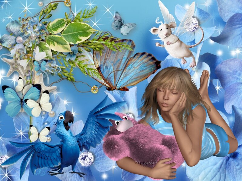 Girl Sleeping with Stuffed Animal