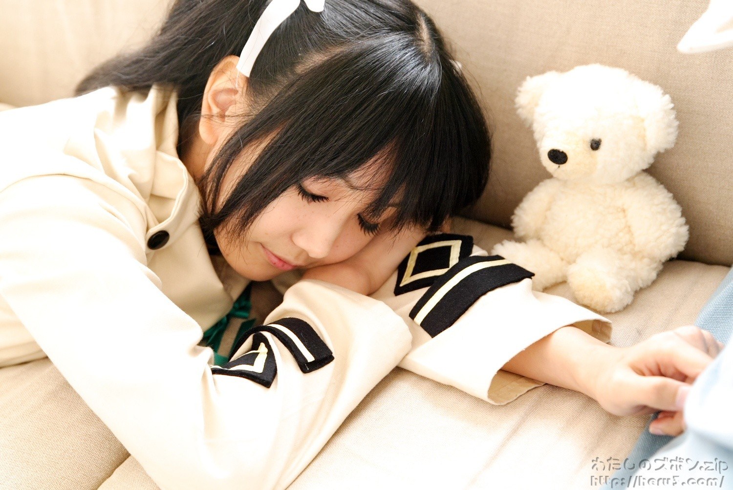 Girl sleeping with teddy bear
