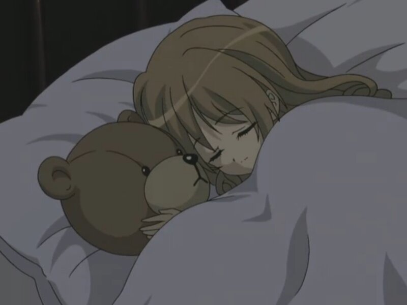 Girl Sleeping with Teddy Bear — Gray
