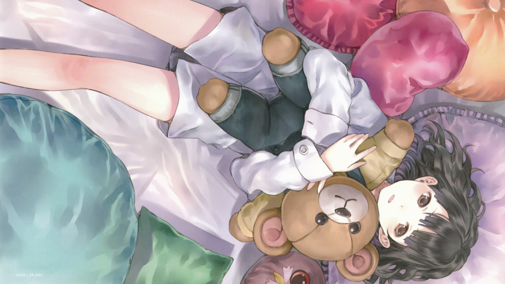 girl sleeping with teddy bear
