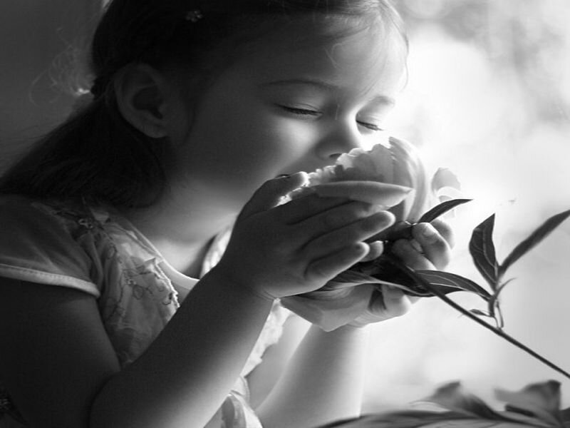 Girl Smelling Flower — Black