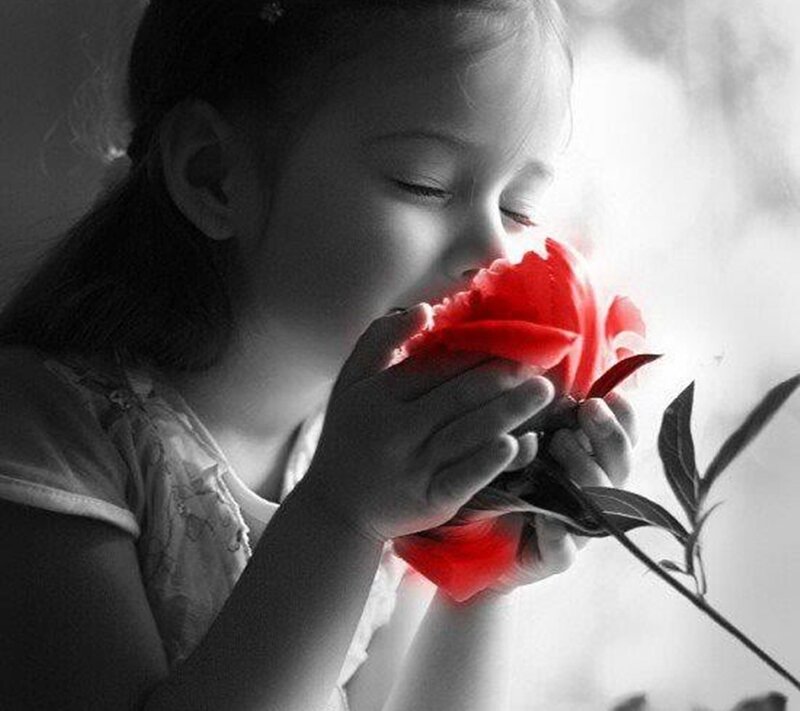Girl Smelling Rose