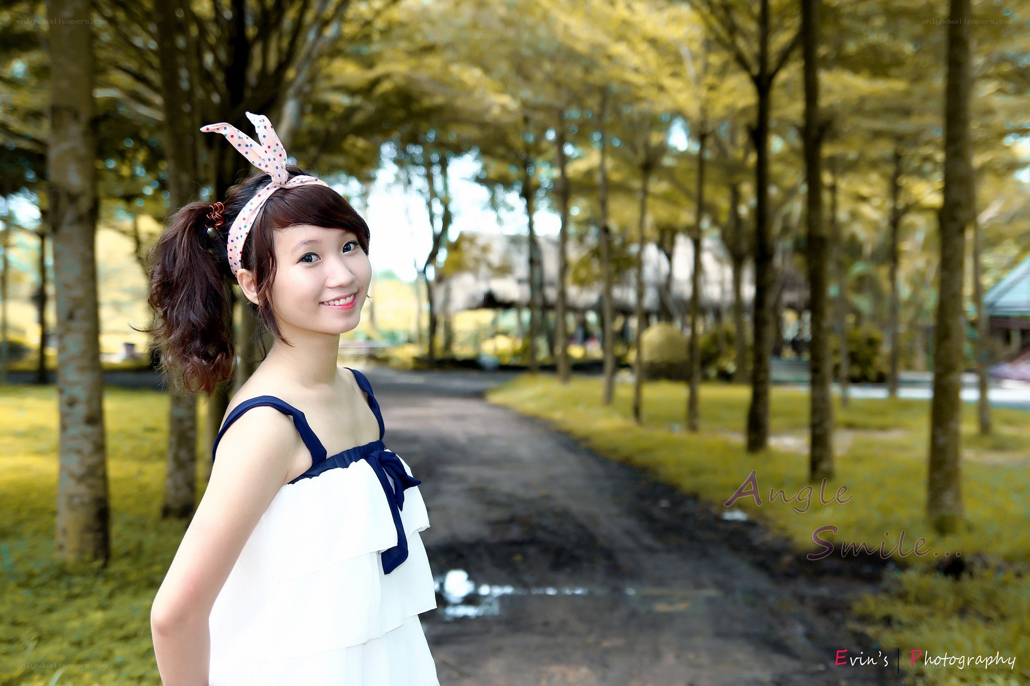 Girl smiling in park