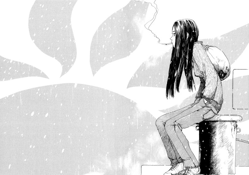Girl Smoking in Snow