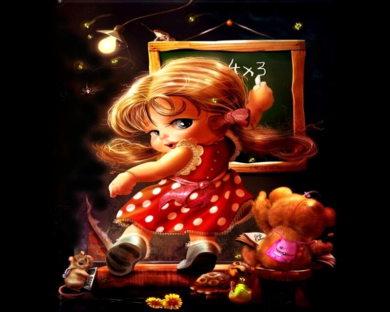 Girl solving math problem