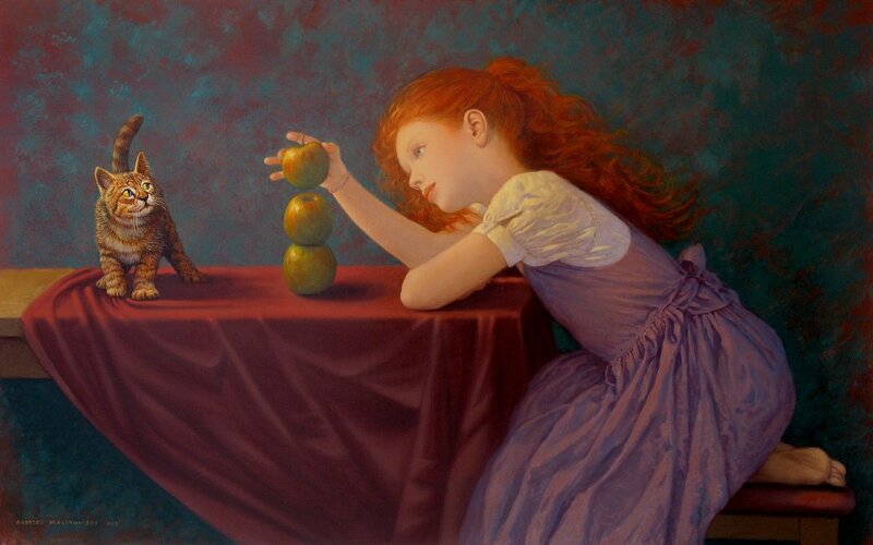 Girl Stacking Apples