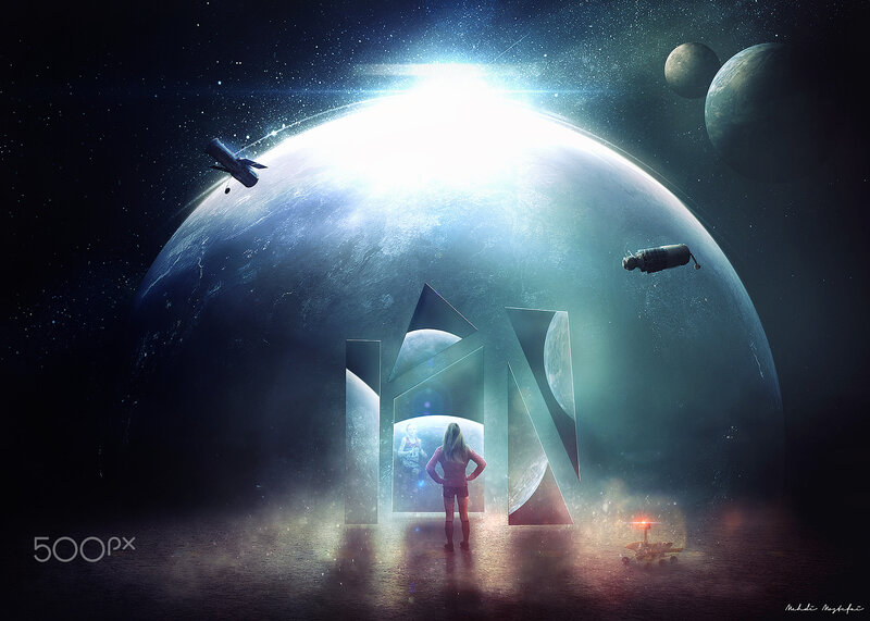 Girl Standing Before Portal