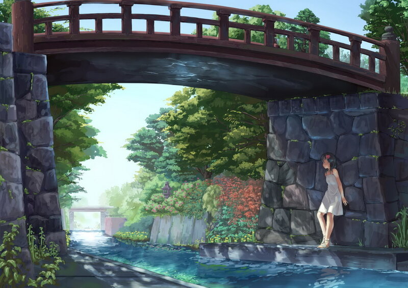 Girl Standing by a River