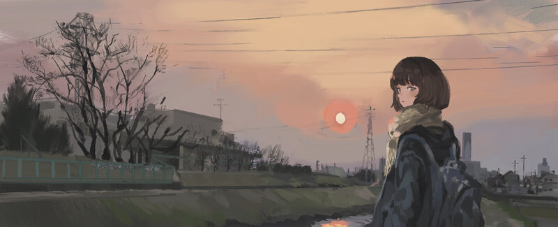 Girl Standing by River