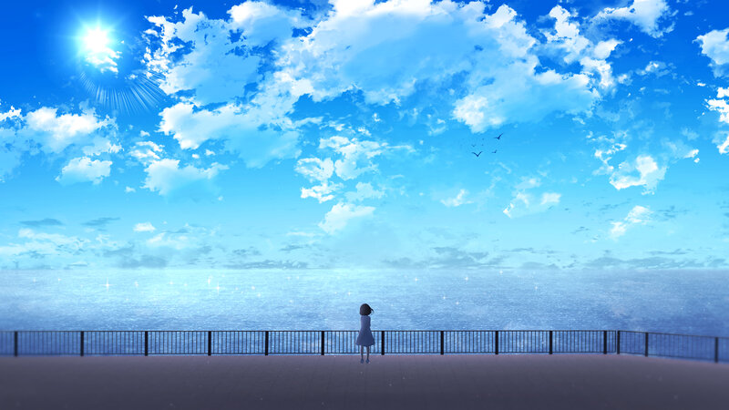 Girl Standing by Sea