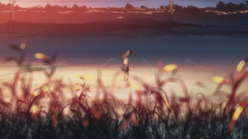 girl standing in a field at dusk