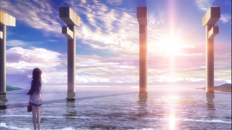 Girl Standing in Water — Blue, Serene, Sunset
