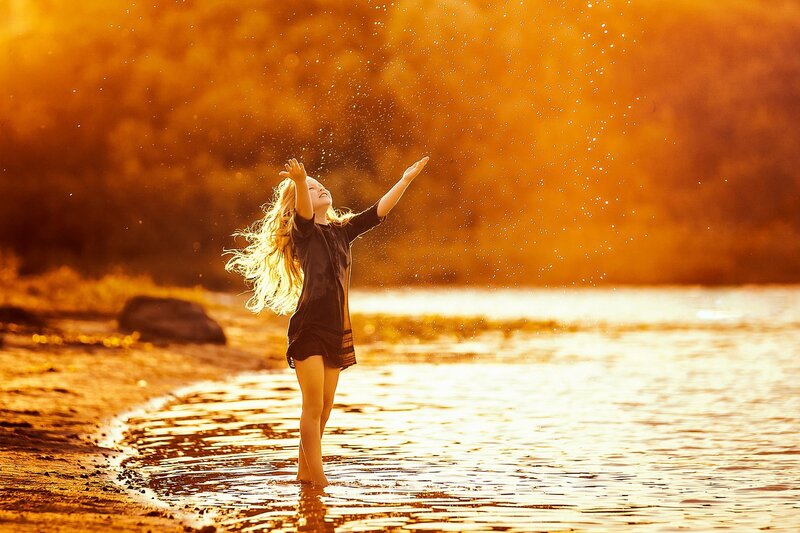 Girl Standing in Water — Gold