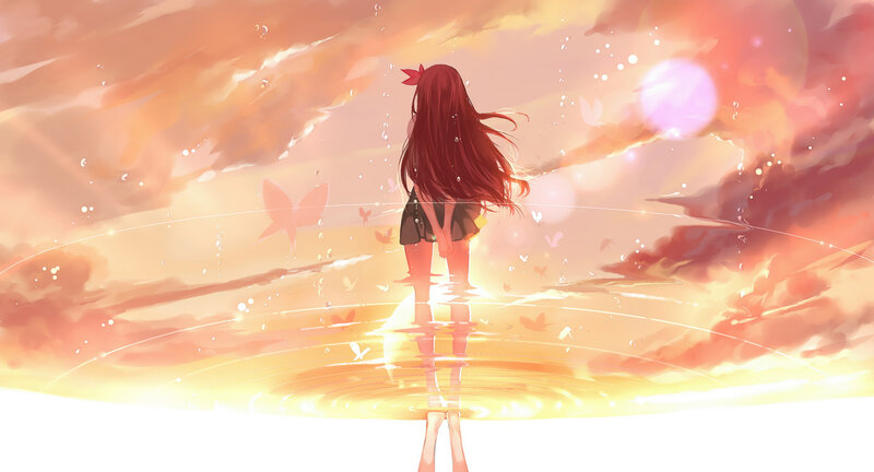 Girl Standing in Water — Orange