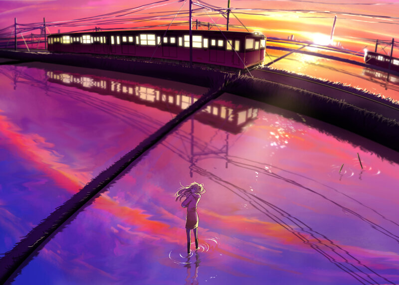 Girl Standing in Water — Purple